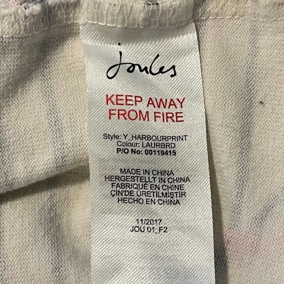 Joules Harbour Striped Bird Print Top Whimsy Nature Boho Grandma Cottage Core 10 - Picture 8 of 9